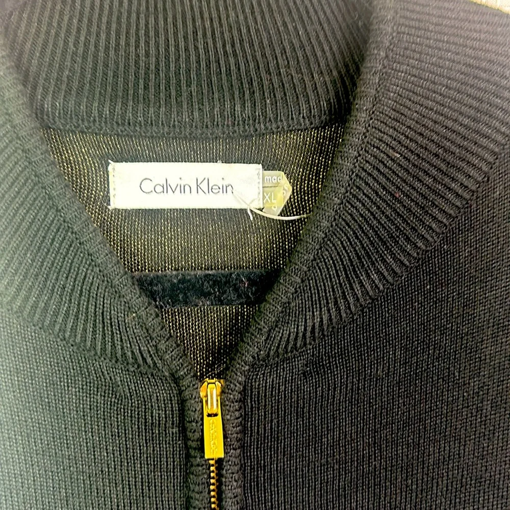 Calvin Klein Black Knit Dress with Gold Zipper, Size XL - Picture 3 of 14